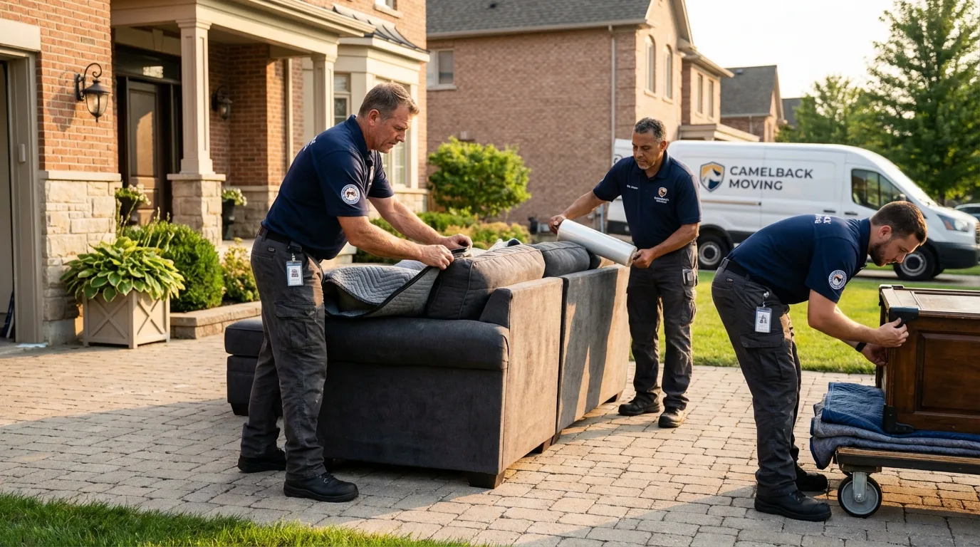 Large estate moving crew wrapping furniture in Marshville, NC