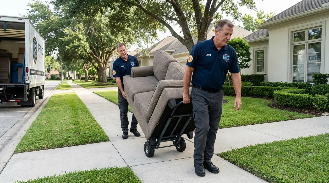 Local residential moving crew loading furniture in Marshville, NC